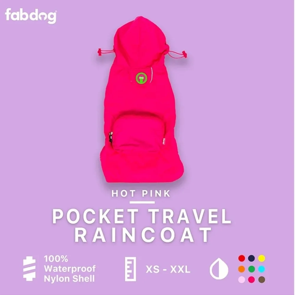 fabdog hot pink Raincoat Packable Waterproof Nylon Coat for‎ Dogs - Bright sz XS